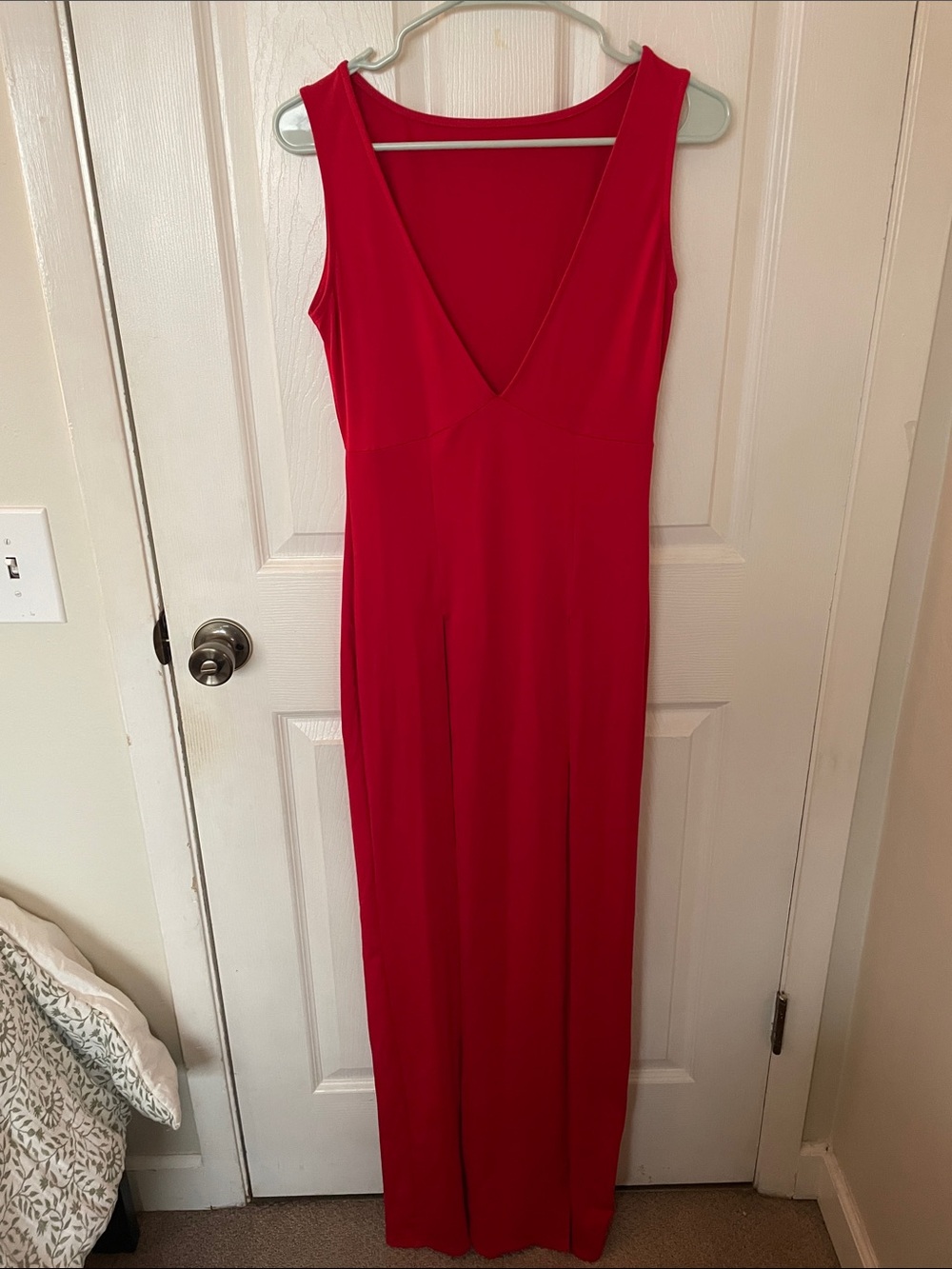 Amazon Red Sleeveless V-Neck Maxi Dress